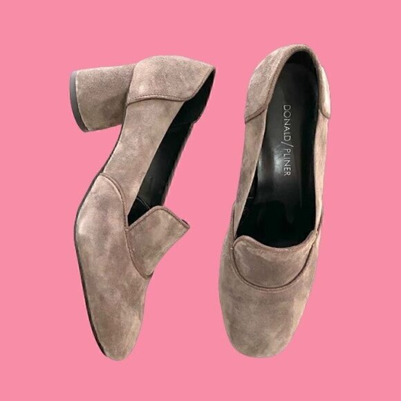 Donald Pliner Dark Taupe Calya Kid Suede Loafers womens Size 6.5 - Picture 1 of 8